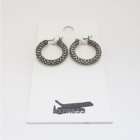 NWT Express Rhinestone Pavé Hoops in Gold Tone or Black - Picture 3 of 10